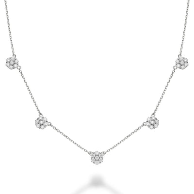 Flower Stationed Diamond Necklace