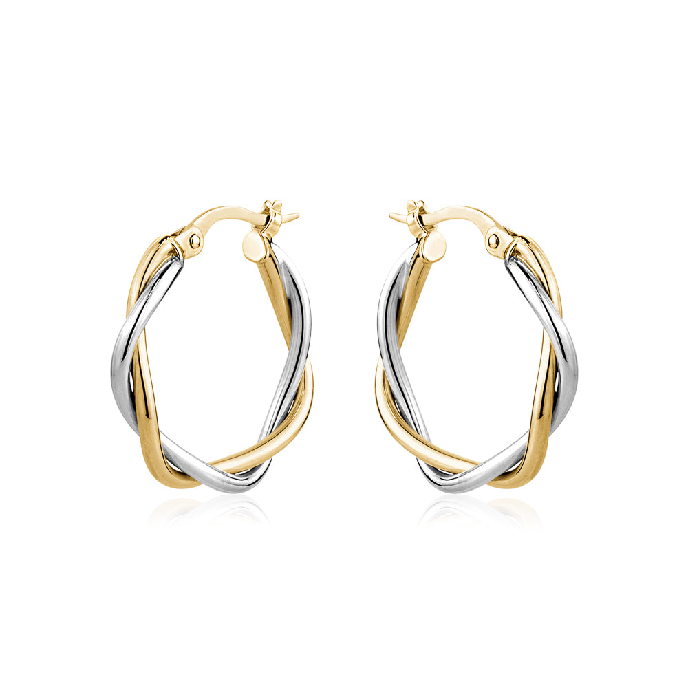 Two Tone Twisted Hoop Earrings