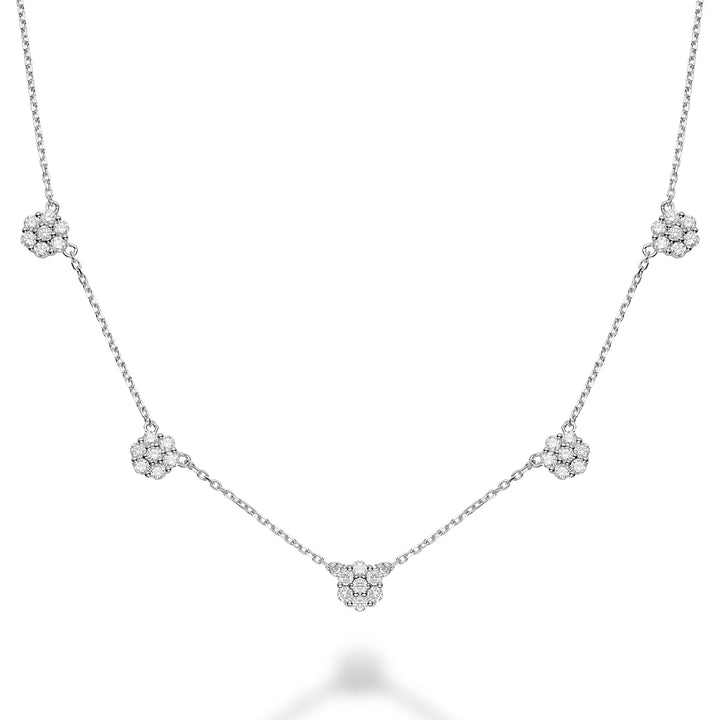 Flower Stationed Diamond Necklace