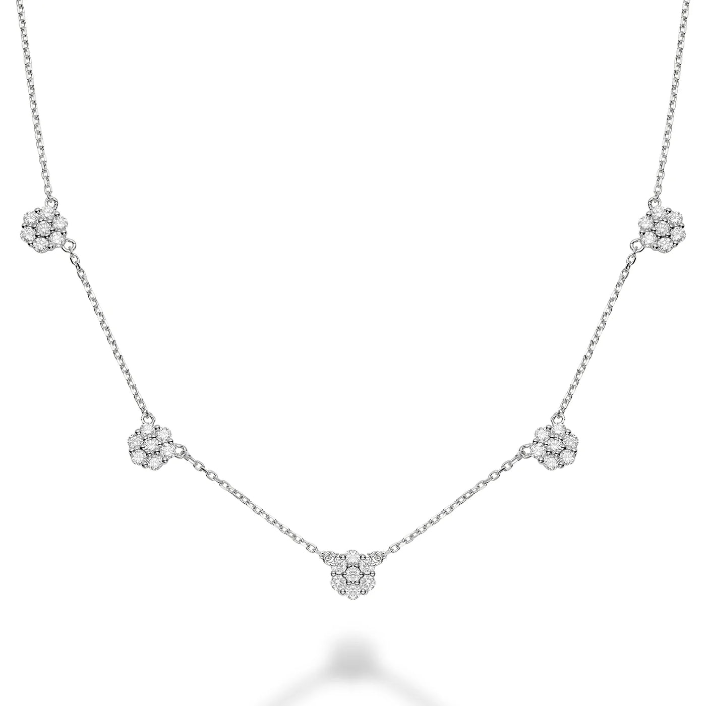 Flower Stationed Diamond Necklace