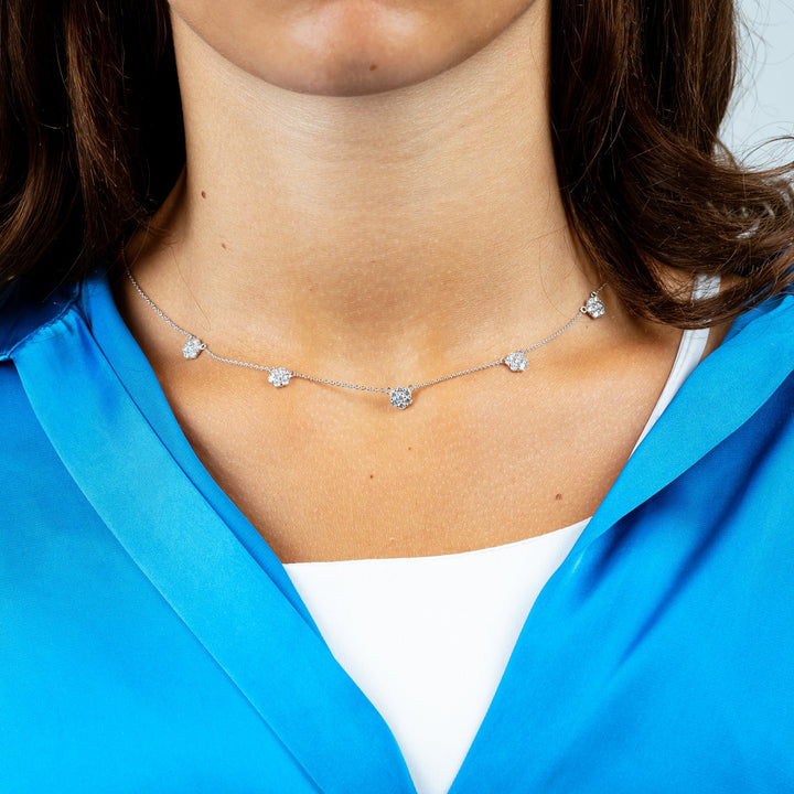 Flower Stationed Diamond Necklace