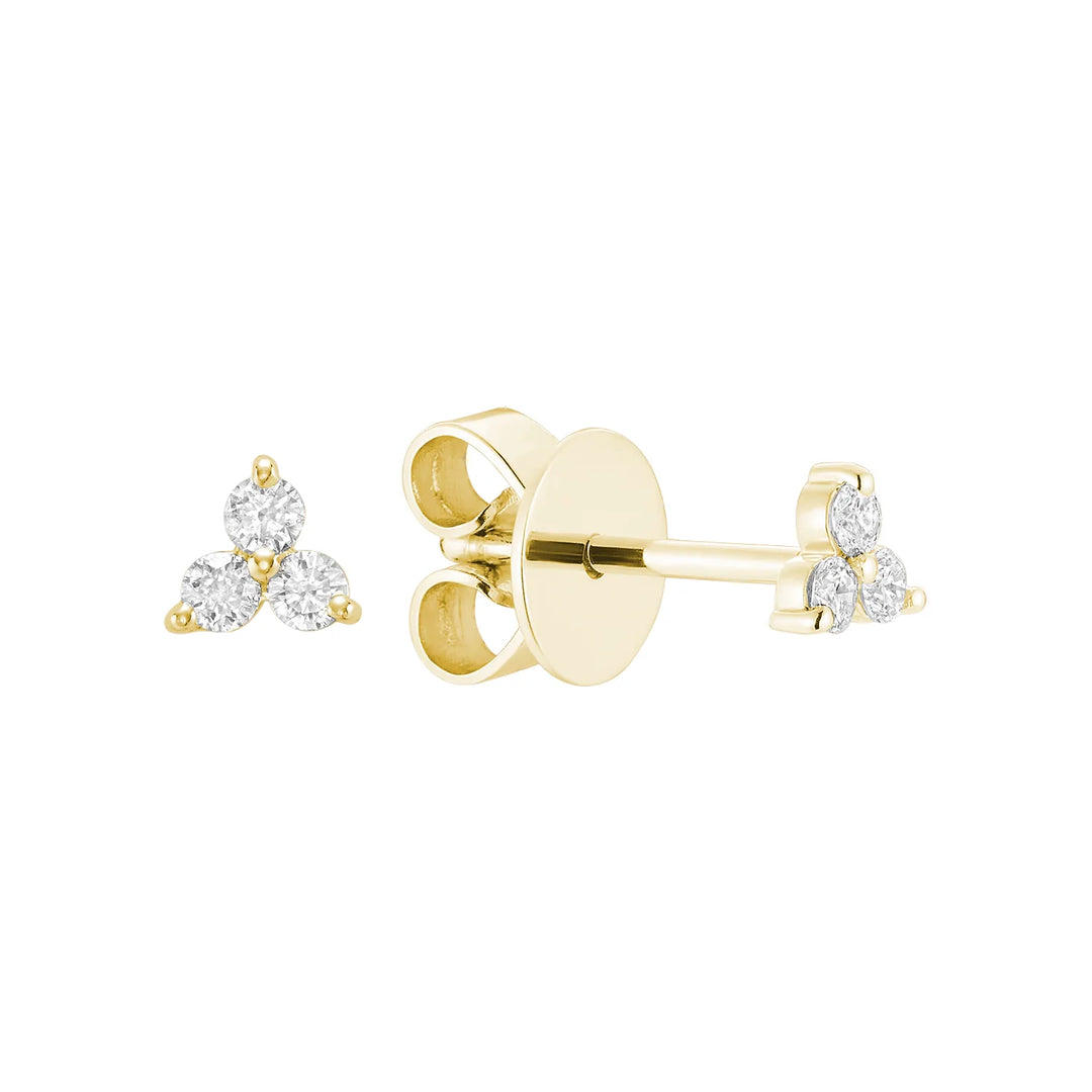 Three Stone Diamond Stud Earrings