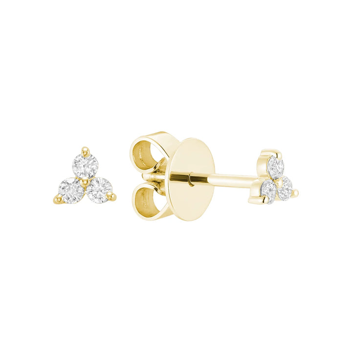 Three Stone Diamond Stud Earrings