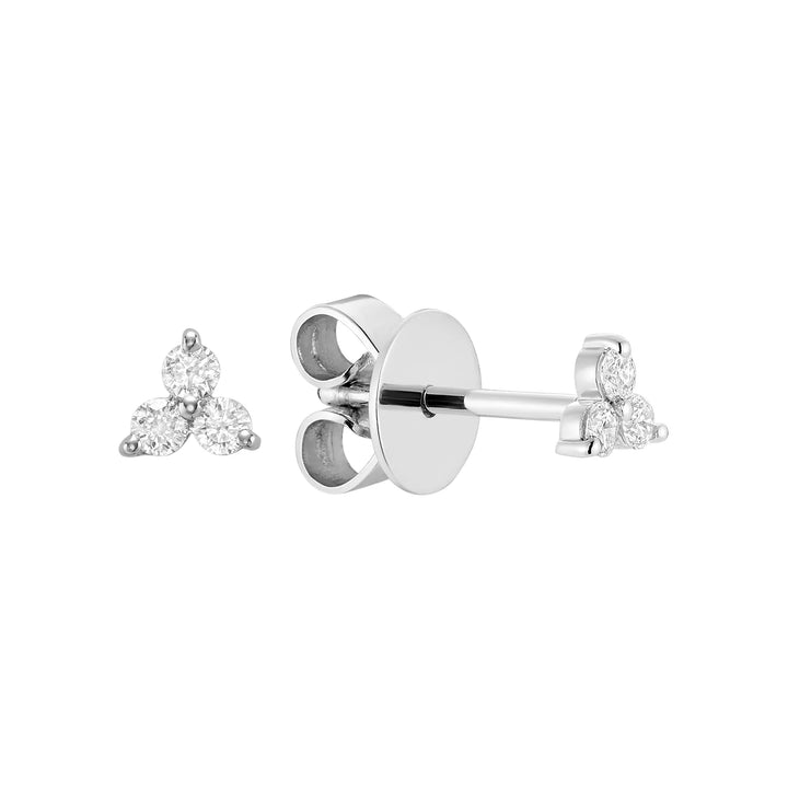 Three Stone Diamond Stud Earrings