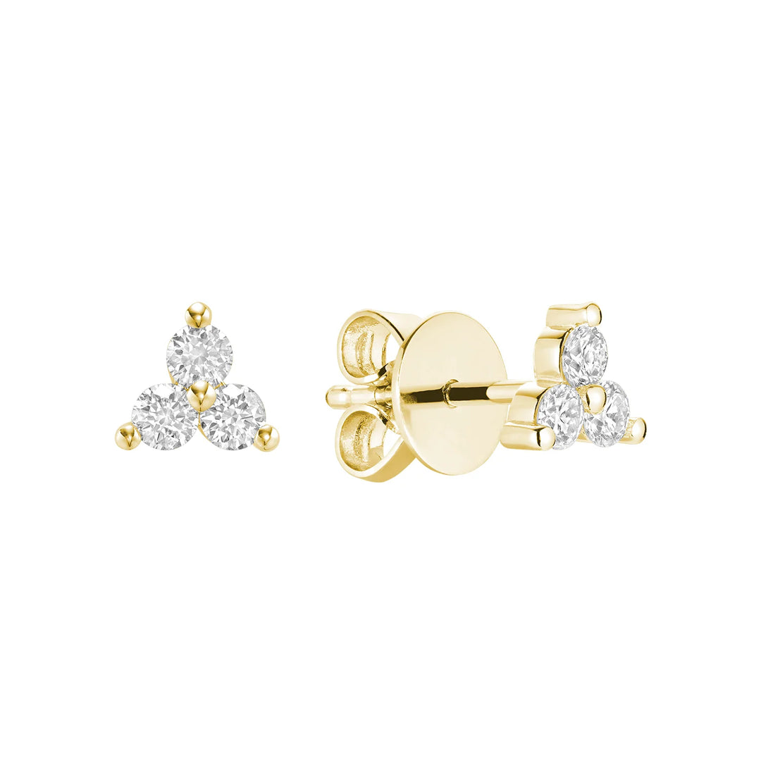 Three Stone Diamond Stud Earrings
