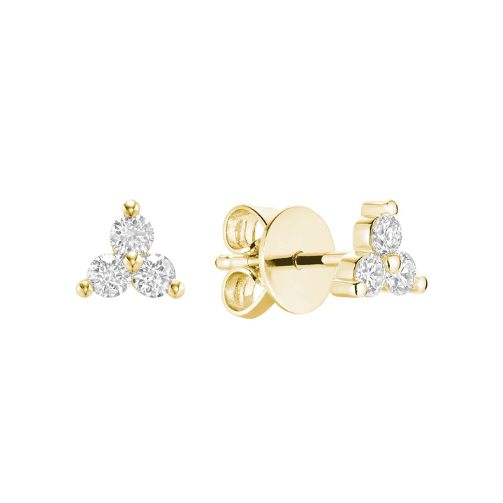 Three Stone Diamond Stud Earrings