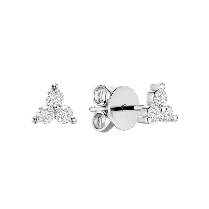 Three Stone Diamond Stud Earrings