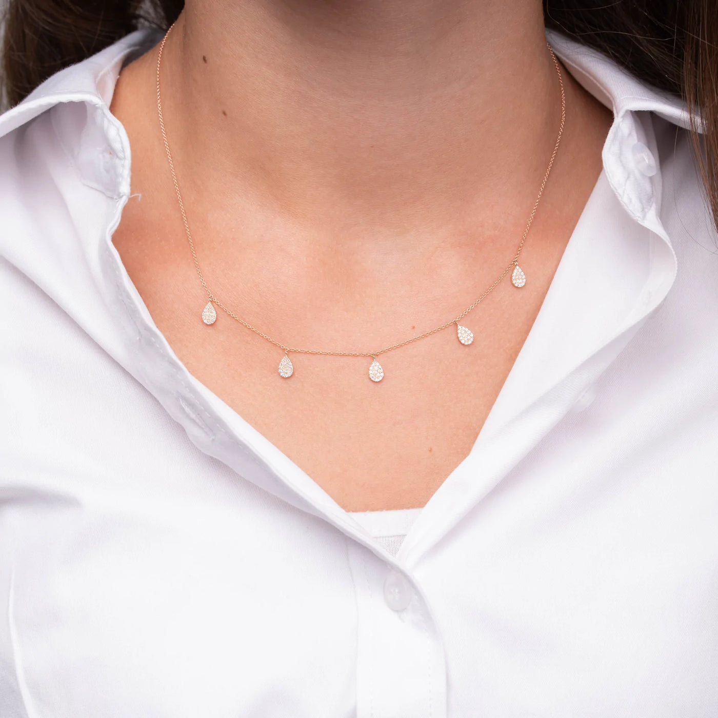 Drop Pave Diamond By The Yard Necklace